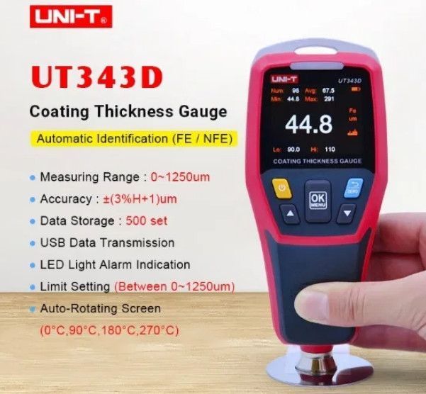 Толщинометр краски профессиональный Uni-T UT343D для авто