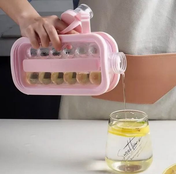 Силиконовая бутылка для льда на 17 шариков Розовый