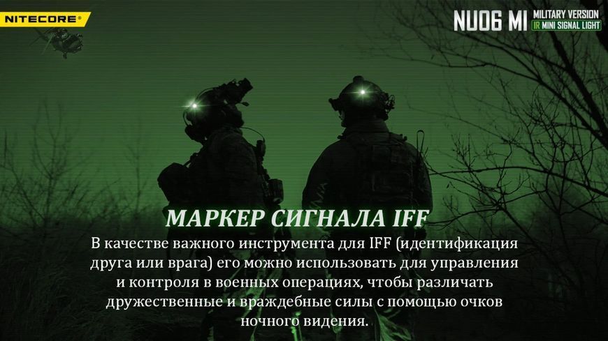 Сигнальний налобний міні ліхтар Nitecore NU06 MI ліхтар-маяк (червоне, синє, зелене, інфрачервоне світло)
