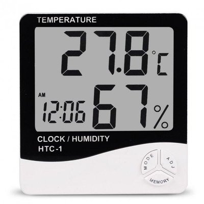 Годинник цифровий HTC-1 з термометром і гігрометром (білий)