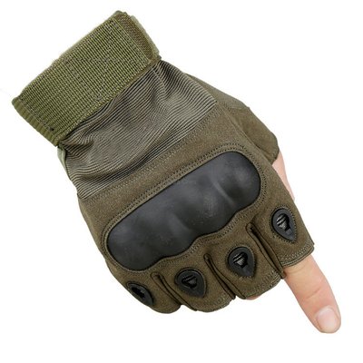 Мото рукавички без пальців Combat на спортивній липучці (Оливка) M