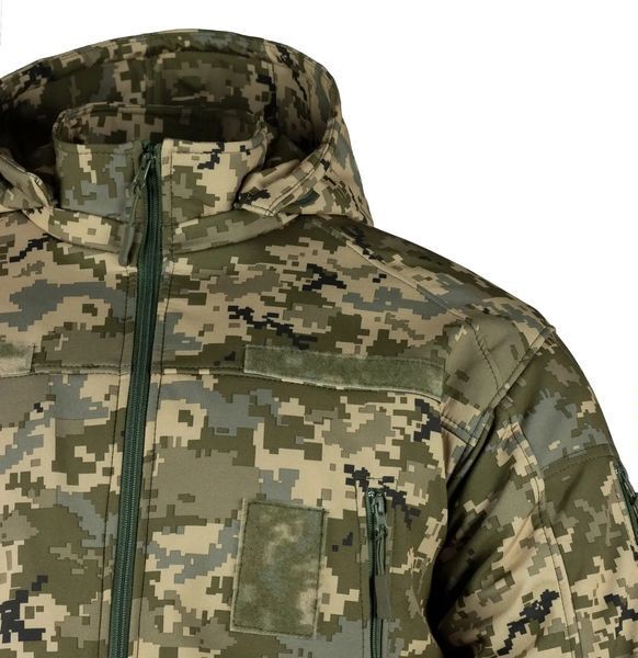 Мужская зимняя теплосохраняющая куртка SoftShell Max-Heat ММ-14 с капюшоном (Пиксель ВСУ) S
