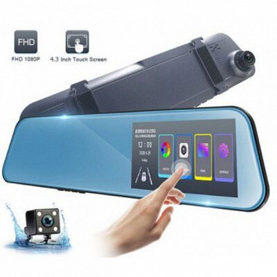 Автомобільний відеореєстратор дзеркало 1031 LCD 4.3" Touch screen (2 камери) 1080P Full HD