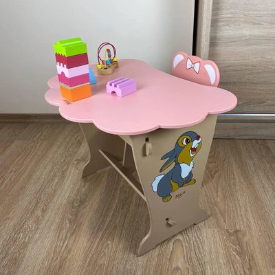 Дитячий письмовий столик та стільчик кришка Хмарка (Рожевий) Заяц