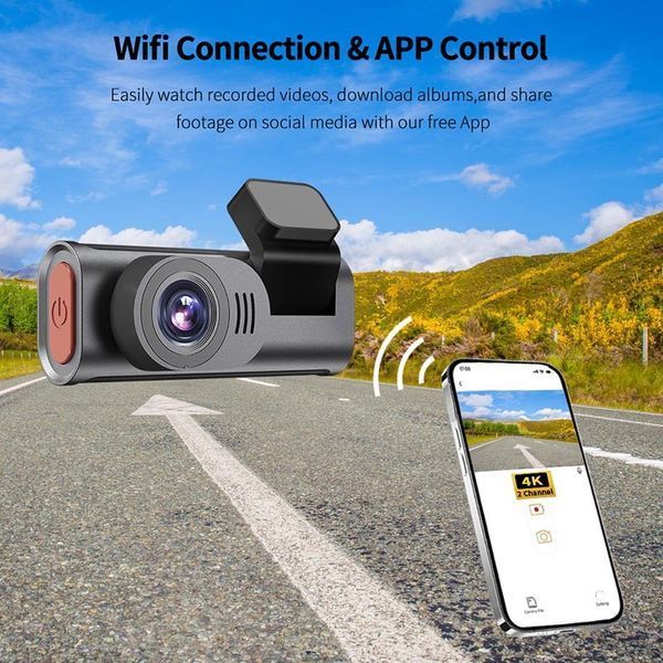 Biдеореєстратор автомобільний D-28 Pro з Wi-fi 2 камери 4K