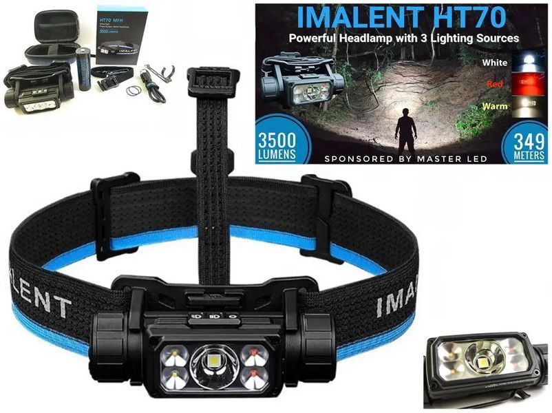 Налобний ліхтар Imalent HT50 HT70 MFH 3500 лм 349м з червоним світлом