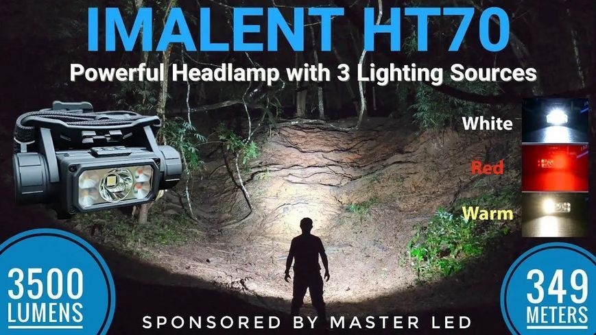 Налобний ліхтар Imalent HT50 HT70 MFH 3500 лм 349м з червоним світлом