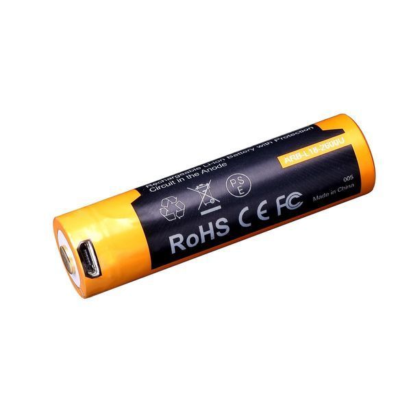 Акумулятор 18650 Fenix ​​2600 mAh із micro-usb зарядкою (Чорно-жовтий)