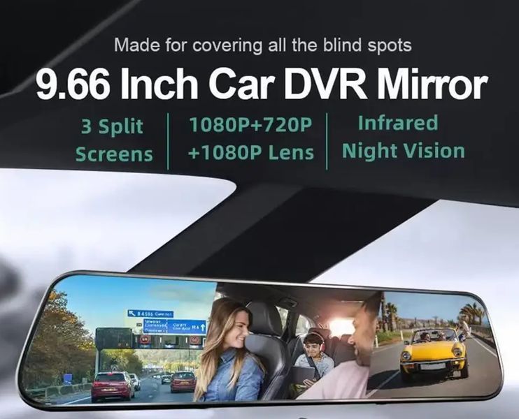 Зеркало с видеорегистратором L1056 2 камеры 10'' touch AHD