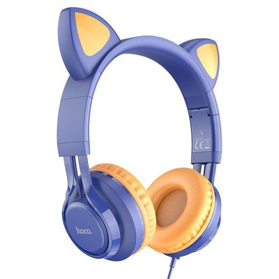 Накладные наушники Hoco W36 Cat ear headphones + микрофон Синий