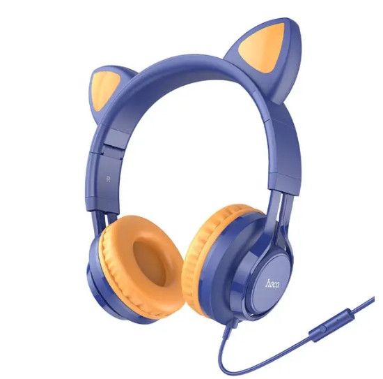 Накладные наушники Hoco W36 Cat ear headphones + микрофон Синий