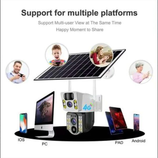 Камера уличная 4G V380Pro WiFi Sim 4K 8MP с солнечной панелью