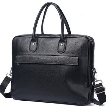 Сумка для ноутбука Tiding Bag (40 х 30 х 8 см) портфель из натуральной кожи Черный