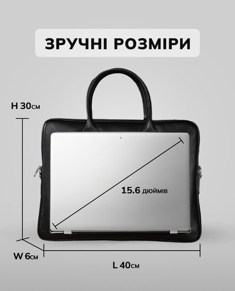 Сумка для ноутбука Tiding Bag (40 х 30 х 8 см) портфель із натуральної шкіри Чорний