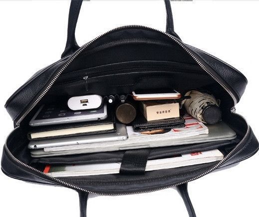 Сумка для ноутбука Tiding Bag (40 х 30 х 8 см) портфель із натуральної шкіри Чорний