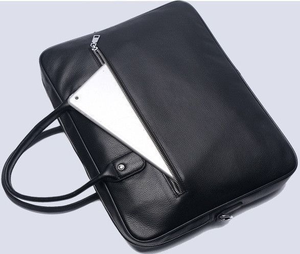 Сумка для ноутбука Tiding Bag (40 х 30 х 8 см) портфель із натуральної шкіри Чорний