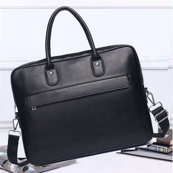 Сумка для ноутбука Tiding Bag (40 х 30 х 8 см) портфель із натуральної шкіри Чорний