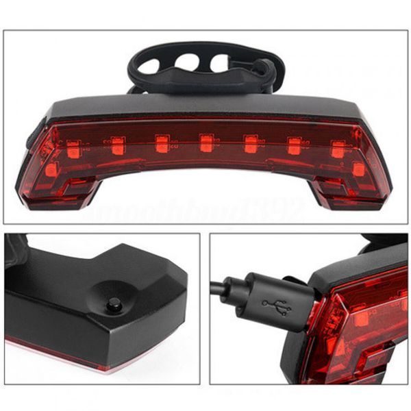 Задняя велофара BG-806-11SMD (красный) ЗУ + micro USB + звонок + поворотники
