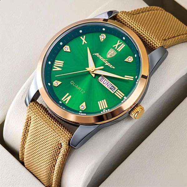 Годинник чоловічий наручний Poedagar Omega Sahara Gold (2 ремінці)