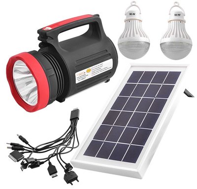 Фонарь прожекторный ASK-1902T 5W+20SMD + 2 лампы + Powerbank + solar + ЗУ220В