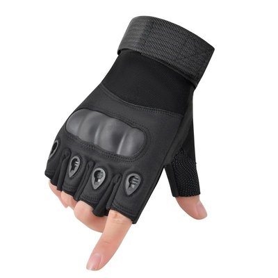 Мото рукавички без пальців Combat на спортивній липучці (Чорний) L