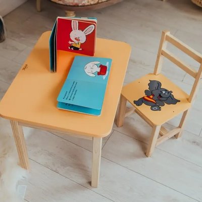 Дитячий письмовий столик та стільчик (з ящиком) для малювання та навчання (Слоник)
