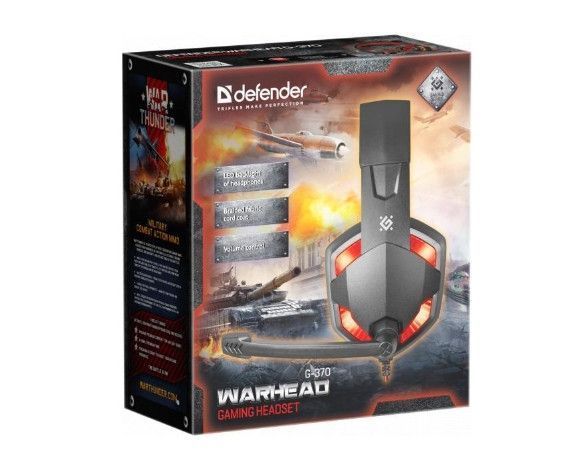 Игровые наушники Defender Warhead G-370 2м Черно-красные