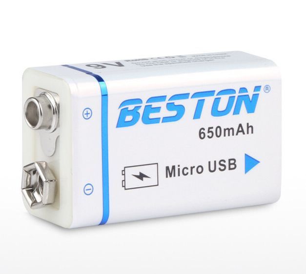 Акумулятор крона Beston&nbsp;650mAh 9V Li-ion&nbsp;microUSB
