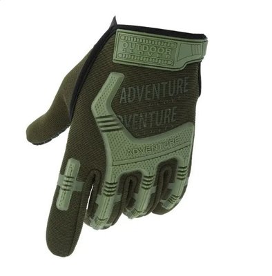 Тактические перчатки Adventure противоскользящие (универсальный размер) на липучке Оливковый