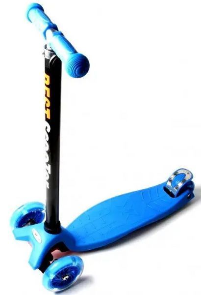 Триколісний самокат Scale Scooter Maxi до 60 кг зі світящимися колесами (Синій)