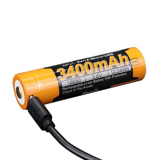 Акумулятор 18650 Fenix ​​3400mAh 3.6V з micro-USB зарядкою (Чорно-жовтий)