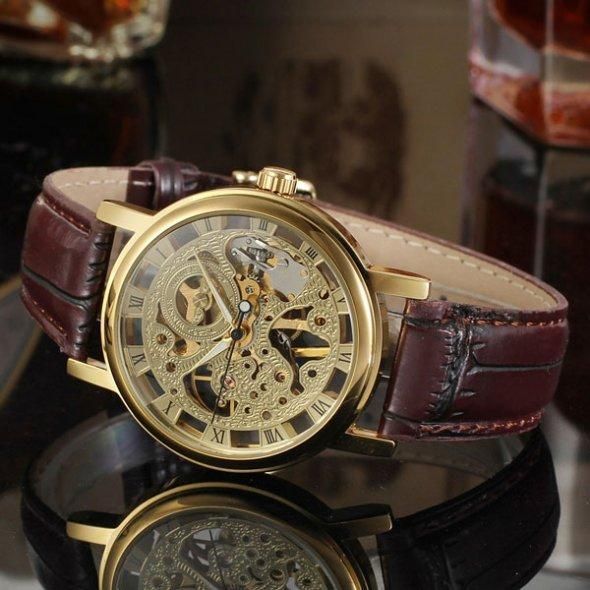 Классические женские часы Winner Gold Brown