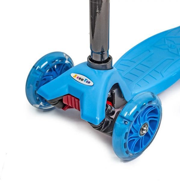 Триколісний самокат Scale Scooter Maxi до 60 кг зі світящимися колесами (Синій)