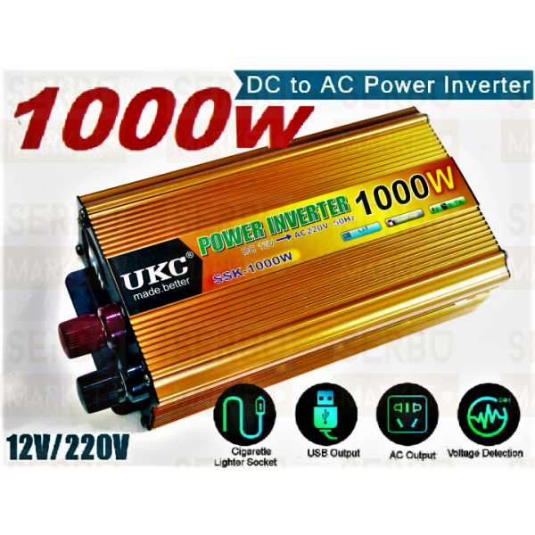 Универсальный автомобильный инвертор UKC 12V/220V 1000W преобразователь напряжения