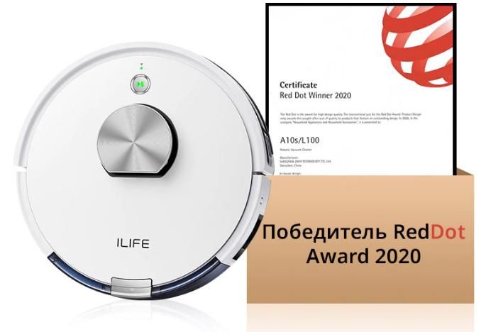 Робот-пылесос ILife L100 для сухой и влажной уборки с поддержкой Wi-Fi (Белый)