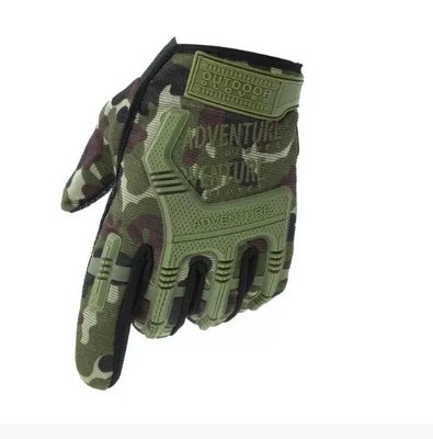 Тактические перчатки Adventure противоскользящие (универсальный размер) на липучке Камуфляж