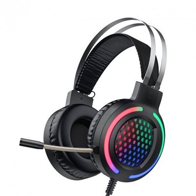 Ігрові навушники Hoco ESD03 з мікрофоном і LED підсвічуванням (Чорний)