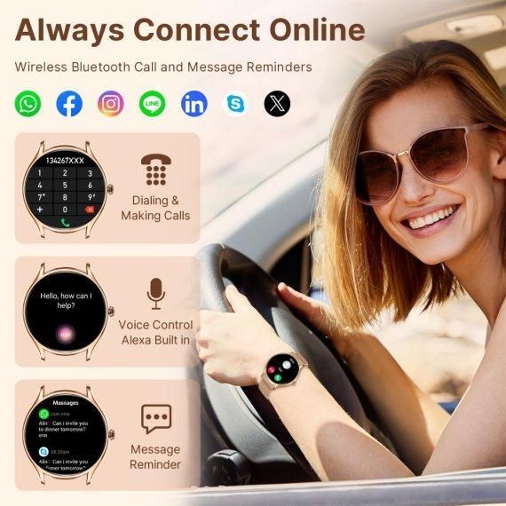 Жіночий розумний наручний годинник Smart Milano Gold Steel 2 ремінця
