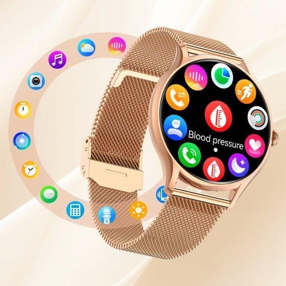 Жіночий розумний наручний годинник Smart Milano Gold Steel 2 ремінця