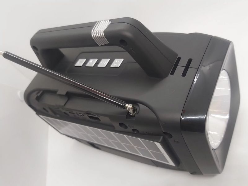 Радіоприймач на сонячній батареї + ліхтарик EPE FP-28-S (USB + microUSB + Bluetooth) Чорний