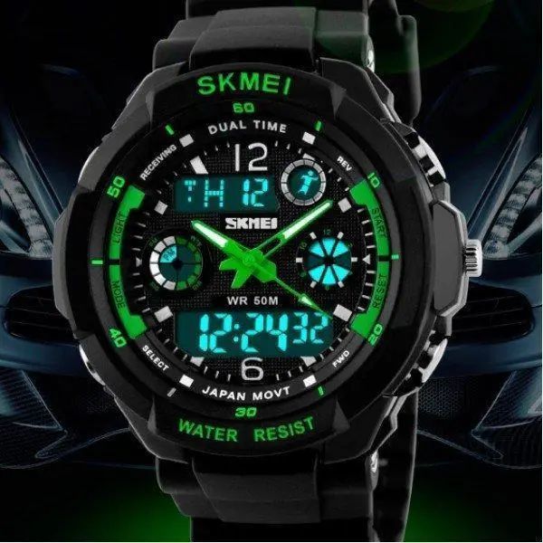 Детские спортивные наручные часы Skmei 1060 s-shock Зеленый