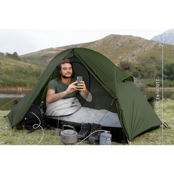 Сверхлегкая одноместная палатка Naturehike Cycling 1 NH18A095-D 210T (Темно-зеленая)