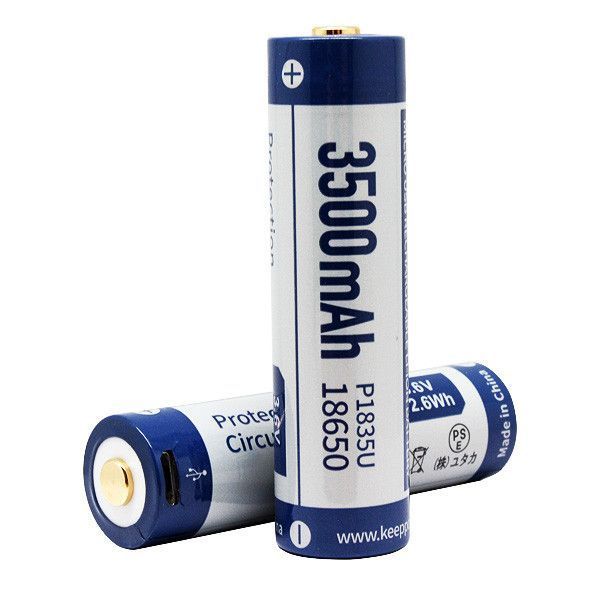 Акумулятор 18650 Keeppower 3500 mAh з microUSB (синій з білим)
