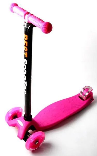 Триколісний самокат Scale Scooter Maxi до 60 кг зі світящимися колесами (Рожевий)