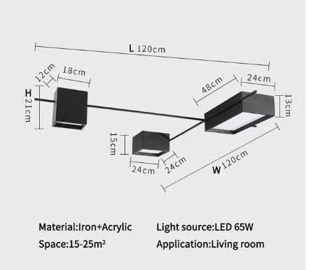 Современная светодиодная люстра Kagu Led металл + акрил (Черный)