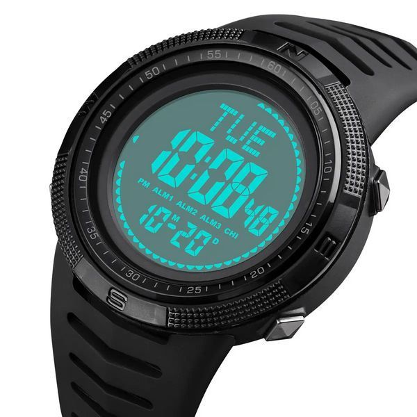 Годинник чоловічий спортивний з компасом Skmei 2147 Compass (Чорний з білим циферблатом)