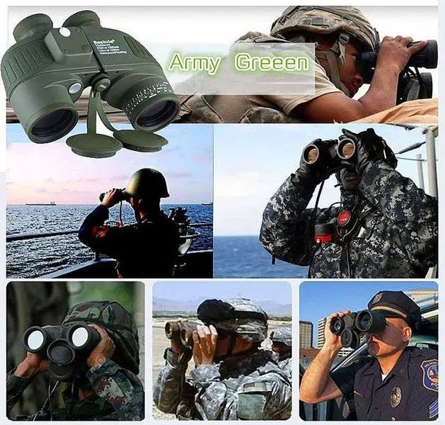 Потужний морський бінокль Boshile HD 10х50 із компасом (Зелений)