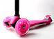 Триколісний самокат Scale Scooter Maxi до 60 кг зі світящимися колесами (Рожевий)