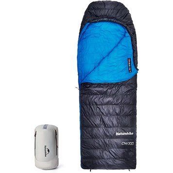Спальный мешок с натуральным пухом Naturehike CW700 CNK2450WS048 Черно-голубой М