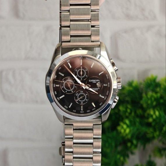 Годинник чоловічий механічний Carnival Genius Prime Silver (2 ремінці)